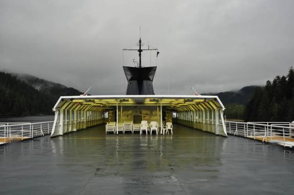 O solarium do nosso barco, apelidado de 'chuvarium', na Inside Passage, trecho entre Sitka e Ketchikan, no sudeste do Alaska